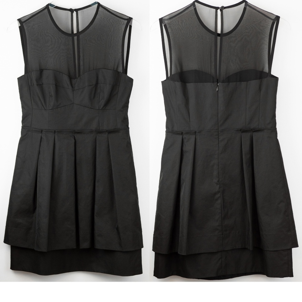 Nanette Lepore Lightshow Dress Mini Sheer Bodice Peplum Sleevless Black Size 6 - Picture 2 of 8